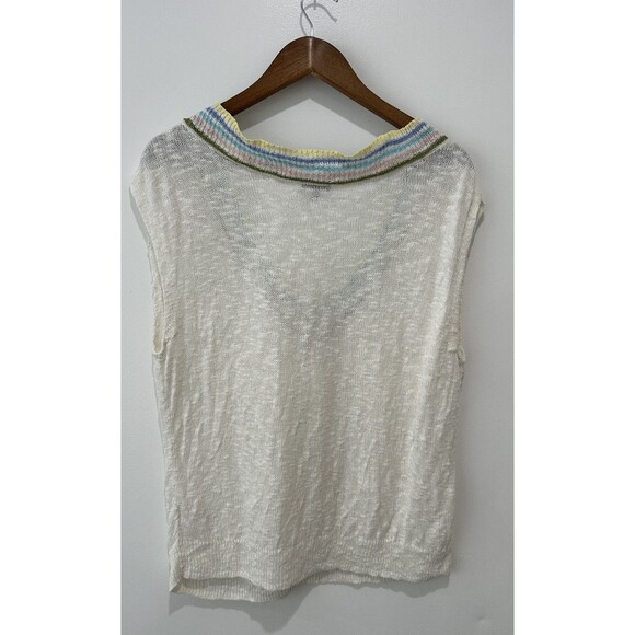 Talbots Womens Shirt Vest Large V Neck Linen Blend Beachy Resort Layering - Picture 4 of 10